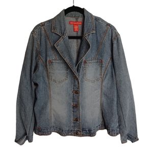 VTG 90s AMERICANA BLUES Medium Blue Button Front Long Sleeve Denim Jacket 1X